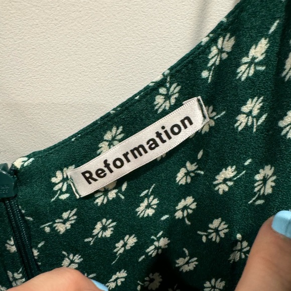 Reformation green floral Sarah mini dress - Picture 9 of 9